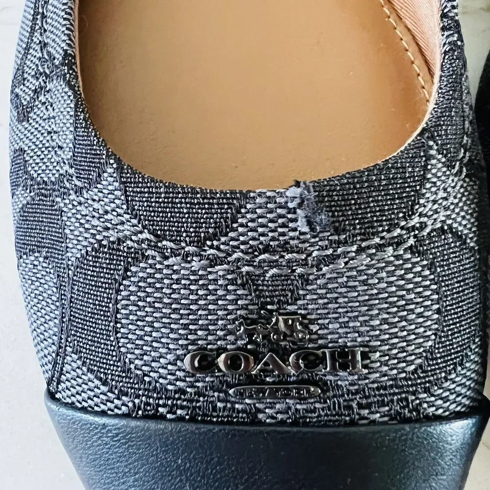 COACH Chelsea Black Gray Signature Canvas Logo Print Ballerina Flats - US 8.5 - Picture 4 of 10
